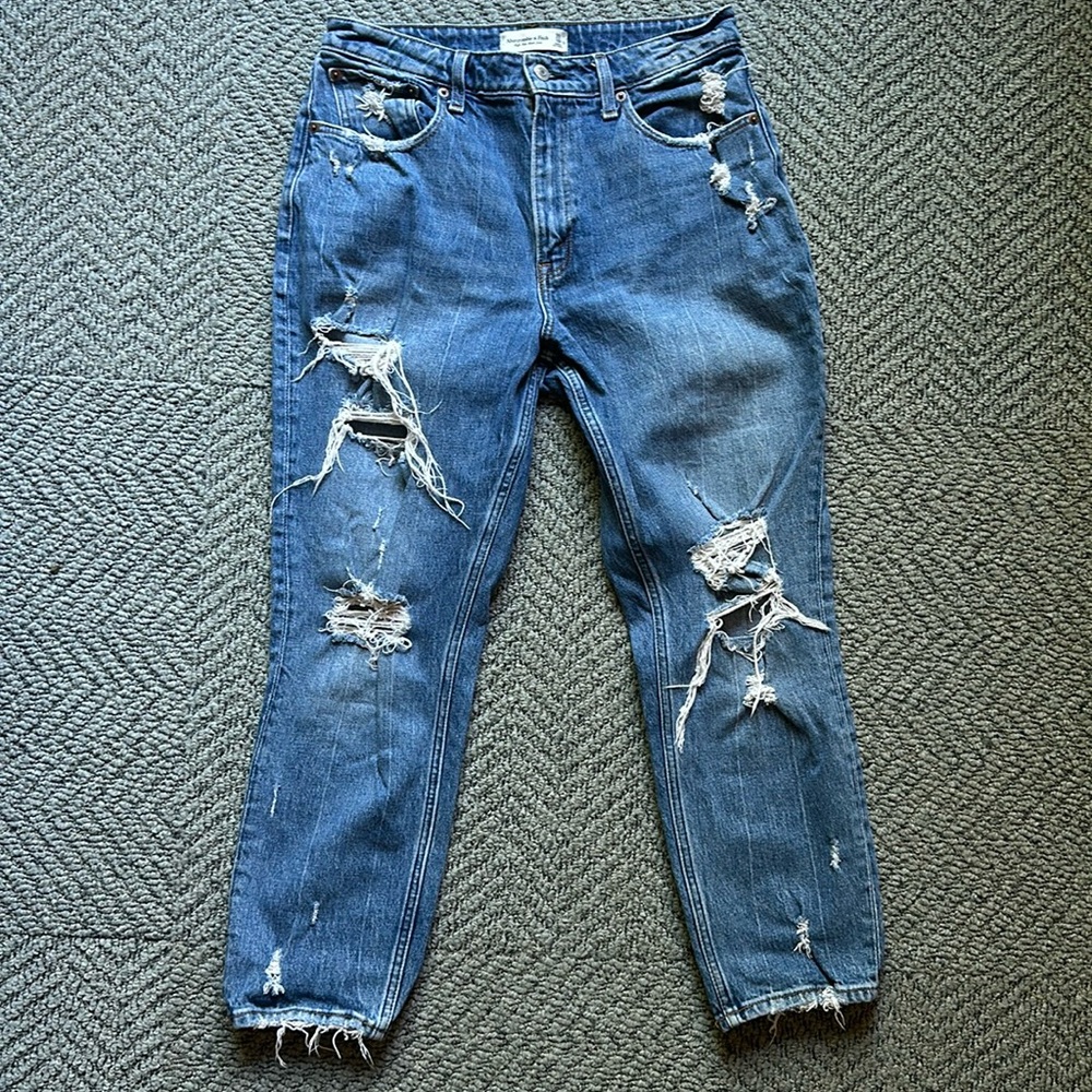 A&F high rise mom jean curve love